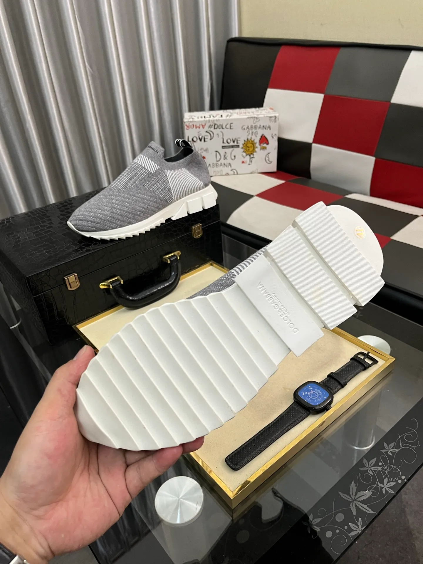 Men's men's shoes💰340⌚️⌚️【DG～】men's casual shoes 2022z cabinet simultaneous sale 🔶🔷🔜The upper is made of cowhide spliced fabric ➕Mesh lining, which is comfortable and breathable. The sole is: the original comfortable and wear-resistant outsole, ⚠️The real thing📱Photographed🎬The real thing is better📢📢📢Size: 35-46